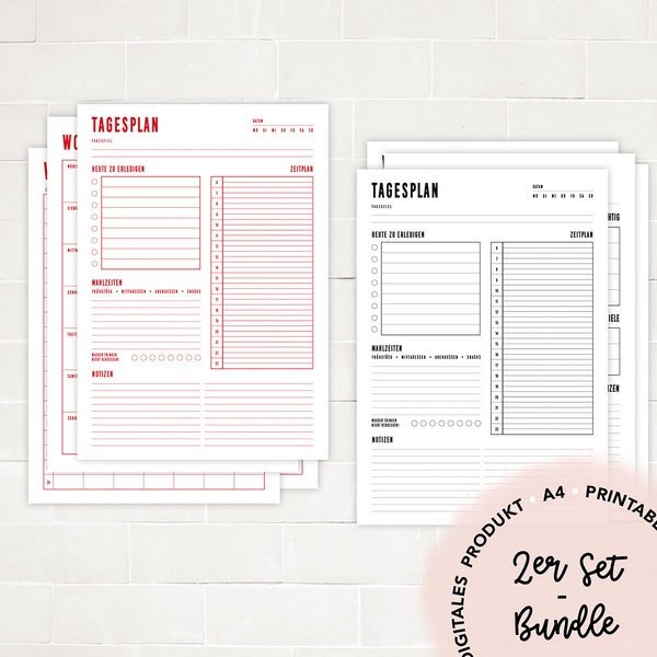 Plan hebdomadaire, calendrier, aperçus quotidiens, liste de contrôle BUNDLE "BOLD" Imprimable par cute comme un bouton à imprimer soi-même