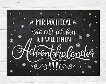handlettering TYPO Postkarte 'Adventskalender' chalkboard-design by cute as a button