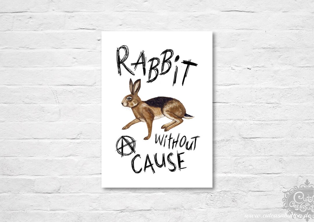 Handlettering TYPE Postkarte 'RABBIT Without a CAUSE' by Cute as a ...