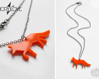 Fox necklace ACRYLLove 'FOXY - orange' acryl and stainless steel