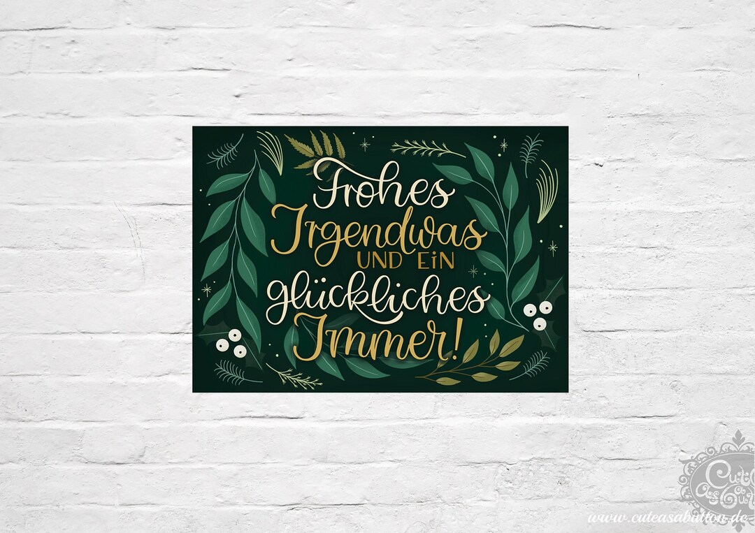 Handlettering Weihnachtspostkarte 'frohes Irgendwas Und Ein