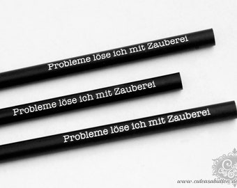 Bleistifte 'Probleme löse ich mit Zauberei' 3er Set schwarze mit weißem Siebdruck by cute as a button