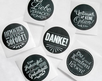 6 Sticker 'TYPE chalkboard DANKE-Set' Sprüche caab