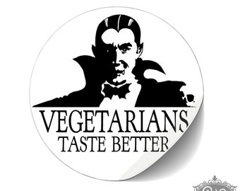 cute as a button "8 Sticker *Vegetarians taste better*"