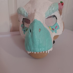 T rex dino mask premade with moving jaw mint chocolate chip themed