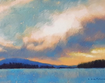 Art. Maine Schoodic, Maine painting. Original art. Landscape painting.Original painting. Pastel Painting. Enjoy gifts of Maine!