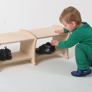 Schuhbank DOROTHEA zweisitzig mit zwei Schuhfächern in Holz gewachst ein tolles Geschenk für den Geburtstag Möbel