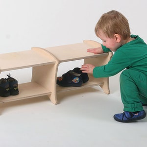 Shoe bench DOROTHEA two-seater with two shoe compartments in waxed wood a great gift for the birthday furniture