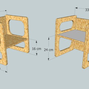 Play chair CHARLIE waxed in wood for the modern children's room with three heights image 5