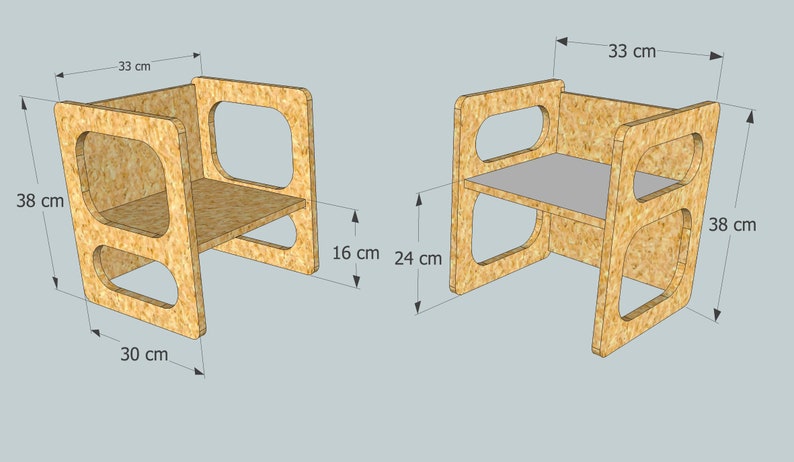 Play chair CHARLIE waxed in wood for the modern children's room with three heights image 5