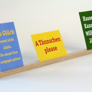 Kaartenstandaard in eikenhout 60 cm voor visitekaartjes, gastenkaarten, foto's, afbeeldingen, basisprijs 30 euro per meter