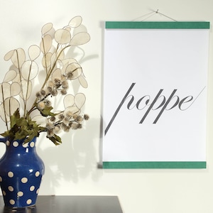 Barre d'affichage DIN B 1 - 70 cm vert (DIN A 0, A 1, A 2, A 3, A4, A5, A6) cadeau magnétique avec aimants cadre photo cadre en bois