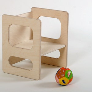 Play chair CHARLIE waxed in wood for the modern children's room with three heights image 1