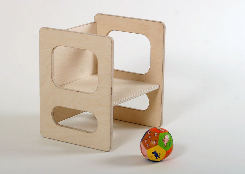 Play chair CHARLIE waxed in wood for the modern children's room with three heights image 1