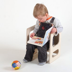 Play chair CHARLIE waxed in wood for the modern children's room with three heights image 3