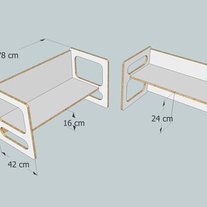 TIM play table and two CHARLIE play chairs in white lacquer, for the modern children's room, for the toddler, in wood image 6