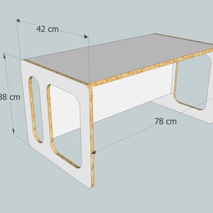 TIM play table and two CHARLIE play chairs in white lacquer, for the modern children's room, for the toddler, in wood image 7