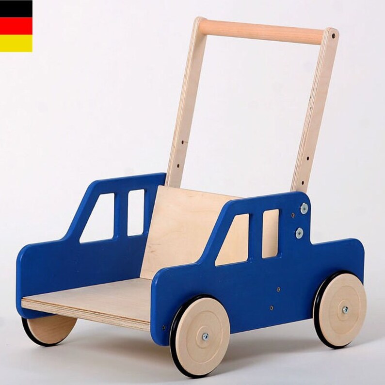 Lauflernwagen LAWRENCE höhenverstellbar Pick up Truck LKW blau lackiert gebremst ein tolles Geschenk für jeden Geburtstag Holz Kleinkind Bild 2