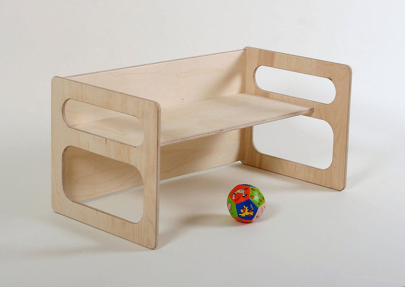 Spieltisch und Spielbank TIM aus Holz gewachst für das Kleinkind für das moderne Kinderzimmer aus Holz Bild 2