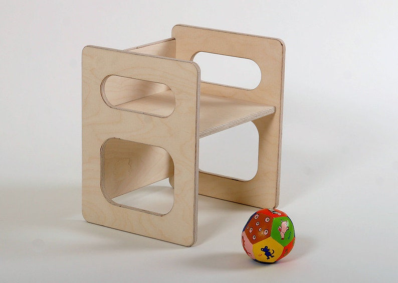 Play chair CHARLIE waxed in wood for the modern children's room with three heights image 4