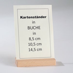 Visitekaartjesstandaard - kaartenstandaard in beukenhout 10,5 cm voor visitekaartjes, gastenkaarten, foto's, afbeeldingen, basisprijs 73,70 euro per meter