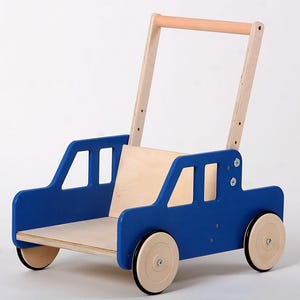 Lauflernwagen LAWRENCE höhenverstellbar Pick up Truck LKW blau lackiert gebremst ein tolles Geschenk für jeden Geburtstag Holz Kleinkind