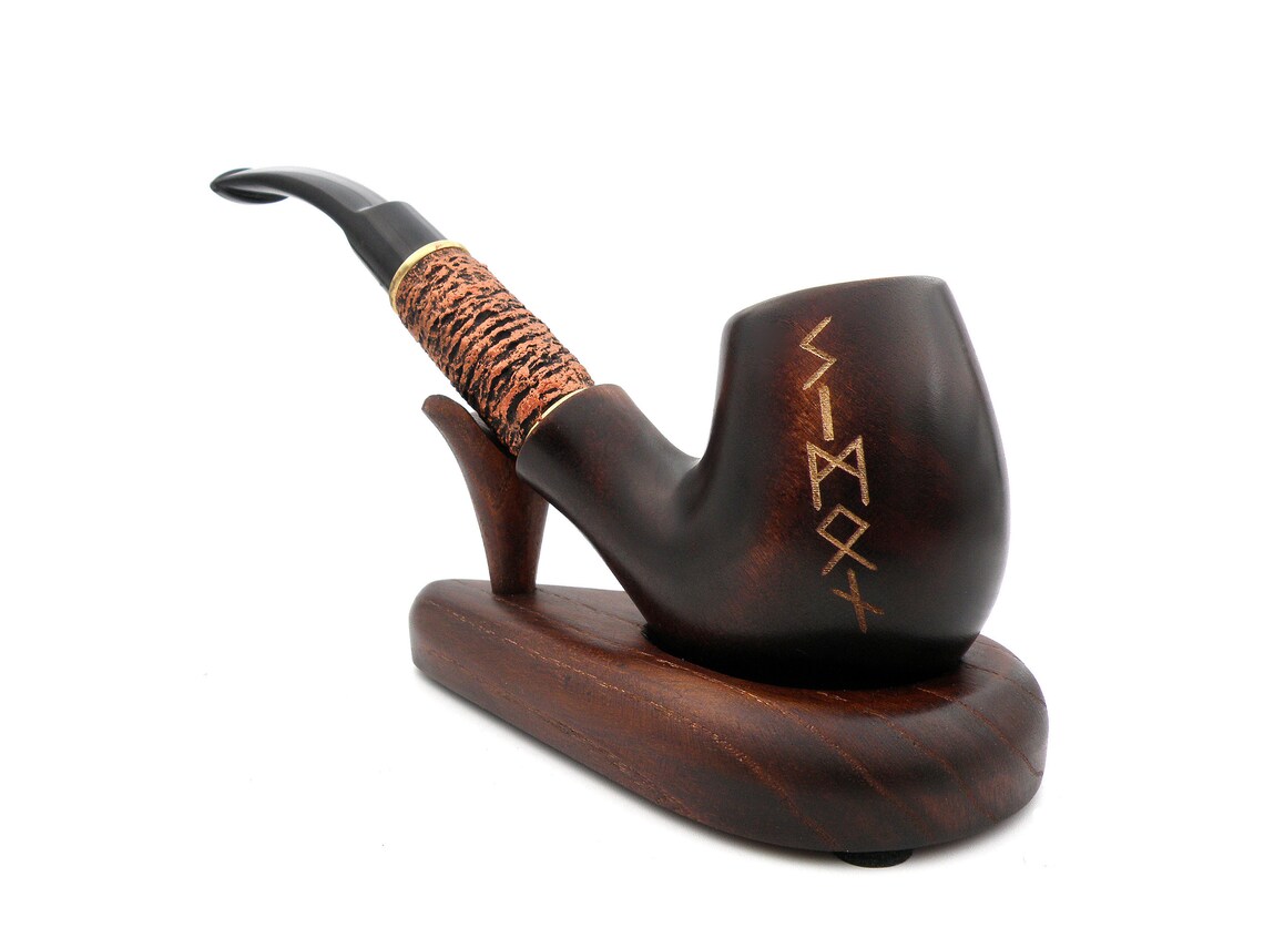 Wooden pipe Viking Runes Smoking tobacco Pipe Viking Pipe Etsy