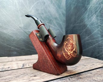 Handmade Wooden Tobacco Pipe Personalized Smoker Gift Bear pipe