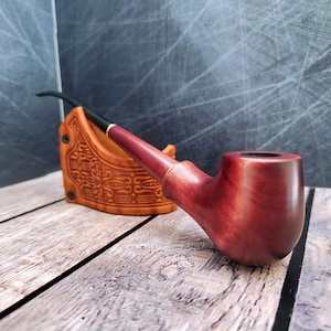 Pipa de fumar de madera de tallo largo hecha a mano, pipa de tabaco personalizada