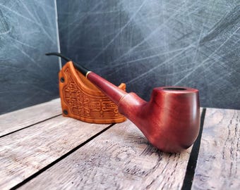 Pipa de fumar de madera de tallo largo hecha a mano, pipa de tabaco personalizada