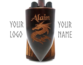 Handmade Long Wooden Tobacco Pipe, Custom Engraved Gift