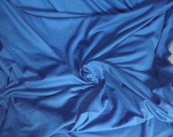 Fabric, Medium Blue Knit Jersey T Shirt Fabric, 60" Wide, About 34" Long, Lightweight, Cotton or Blend, Stretchy Knit Fabric