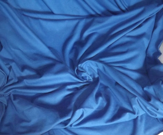 Fabric, Medium Blue Knit Jersey T Shirt Fabric, 60" Wide, About 34" Long, Lightweight, Cotton or Blend, Stretchy Knit Fabric