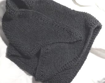 Shawl, Alpaca Wool, Charcoal Gray, Prayer Shawl, Alpaca & Acrylic, Soft Triangular Wrap, Old Fashioned Mennonite Wrap, Warm Winter Shawl