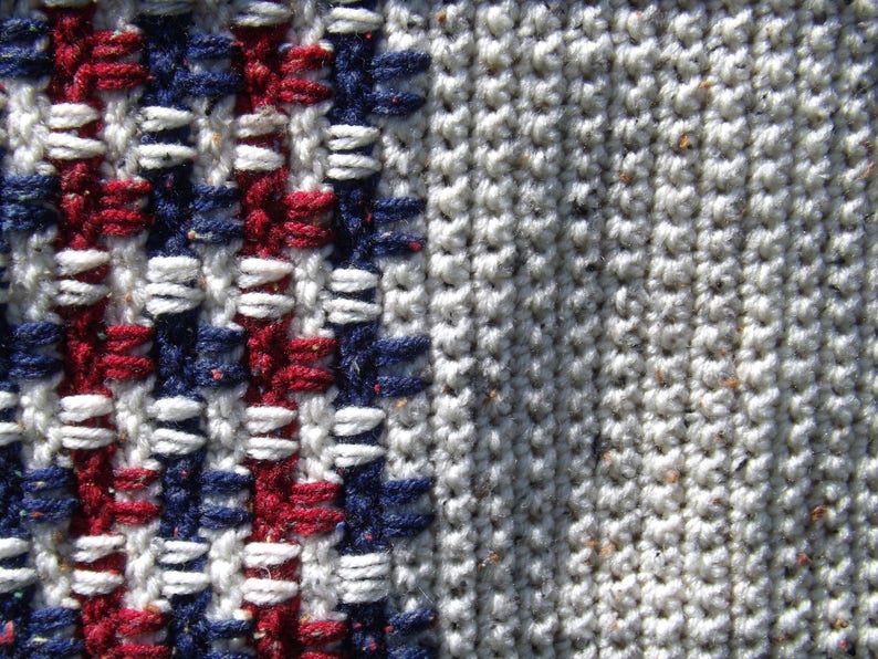 Acrylic Table Topper 4th of July Decor, 58 x 17 USA Decor American Country Home Decor Crocheted Red White /& Blue Table Runner