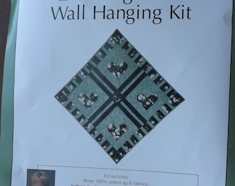 Wall Hanging Quilt Kit, Nancy's Notions, Budding Hearts, Vintage Quilt Kit, Complete Kit, 34" Square, Green, Cream & Pink