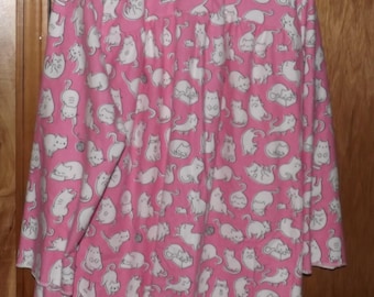 Nightgown, Made To Order, Pink Cat Flannel Nightgown, Plus Size 24W,  White Cats on Pink, Soft Cotton Sleepwear, Cat Lover's Gift