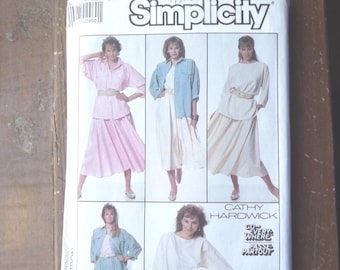 Sewing Pattern, Simplicity 8339 Loose Fitting Shirt, Pull-on Pants & Skirt, Pullover Top Or Tank Top, Size 12-18, UNCUT, 1987