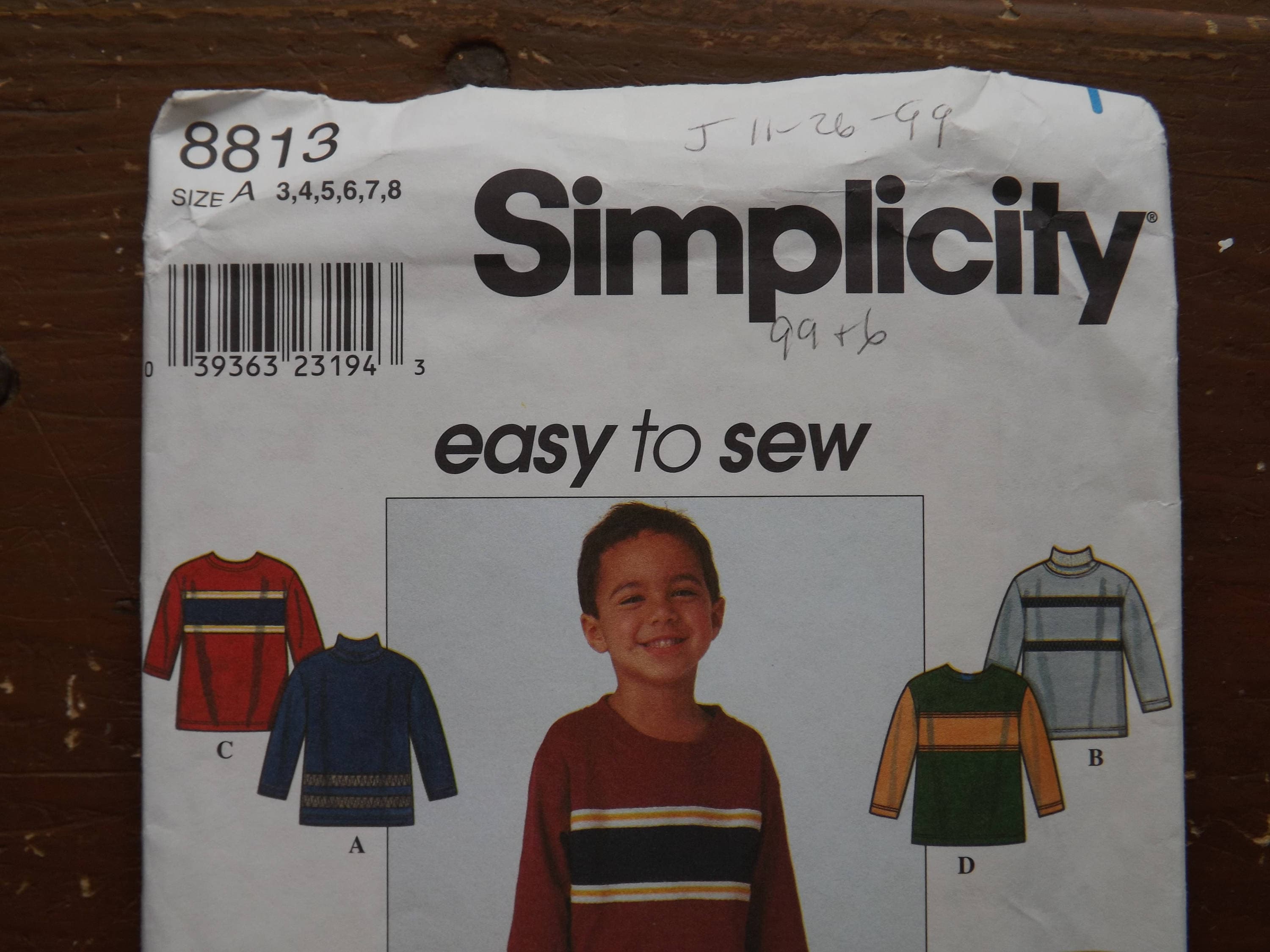 Simplicity 8813, Boy's Pants & Knit Top Pattern, Sizes 3-8 Included ...