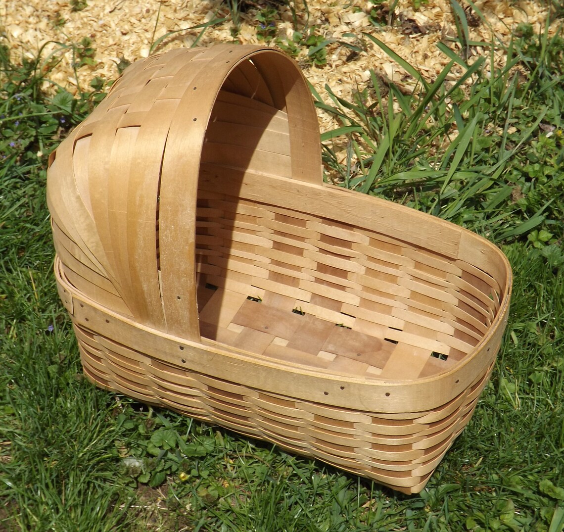 Woven Wood Basket Doll Cradle Large Vintage Basket Doll Etsy