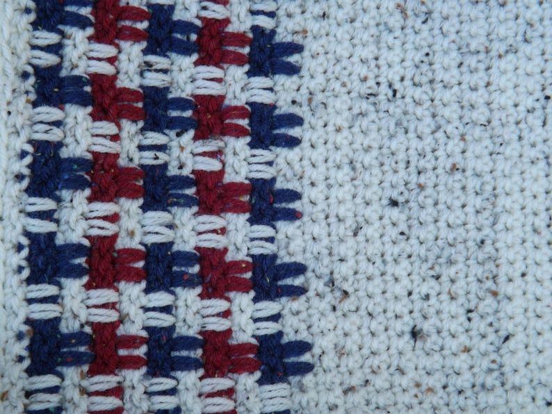 Acrylic Table Topper 4th of July Decor, 58 x 17 USA Decor American Country Home Decor Crocheted Red White /& Blue Table Runner