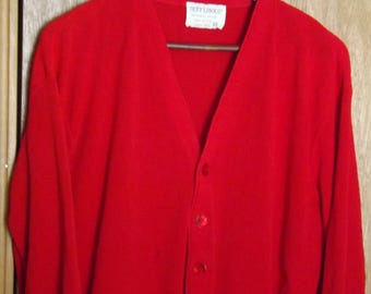 Cardigan Sweater, Man's Red Golf Sweater, Vintage Cardigan, Size XL, Jefflinks Brand, Made In USA, Button Orlon Gold Sweater, Gently Worn