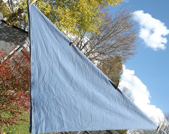 Neckscarf, Blue Gray Cotton Flannel  34" Square Flannel Shawl, Winter Headscarf, Old Fashioned Peasant Wrap, Soft Blue Scarf