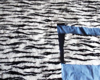 Zebra Fake Fur Remnants, Black & White Faux Fur, 1 Large Piece and One Pillow Cover, Crafting Fabric, Animal Fabric