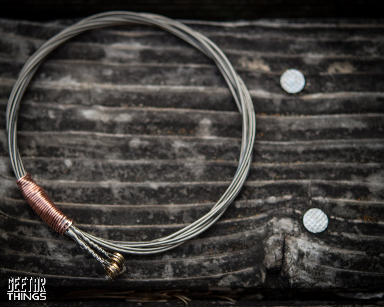 Silver Large Bead Guitar String Bracelet Set