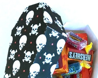 Halloween Coffin Treat Box Cross Bones & Skulls - Halloween Party Favors - Halloween Treat Box - Printable Favors - Instant Download