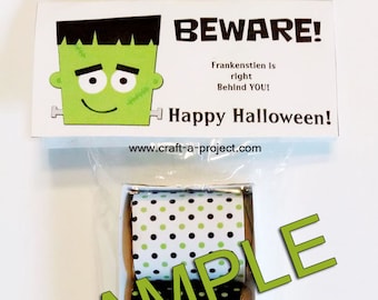 FRANKENSTEIN  Halloween Chocolate Nugget Wrappers, Topper and Tray Set - Printable Party Favor - Instant Download