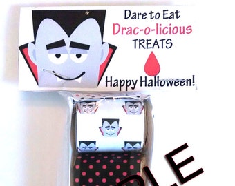 DRACULA Halloween Chocolate Nugget Wrappers, Topper and Tray Set Halloween - Treat Box - Halloween Treat Bags and boxes - Party Favors