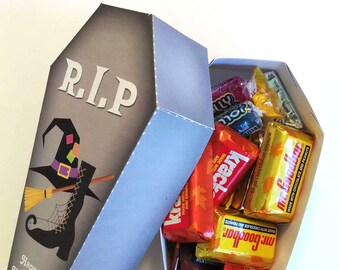 Halloween Coffin Treat Box (RIP) - Favor Box- Halloween Party - Printable favors - Instant Download