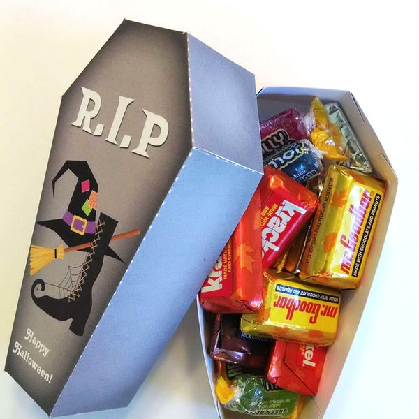 Halloween Coffin Treat Box (RIP) - Favor Box- Halloween Party - Printable favors - Instant Download